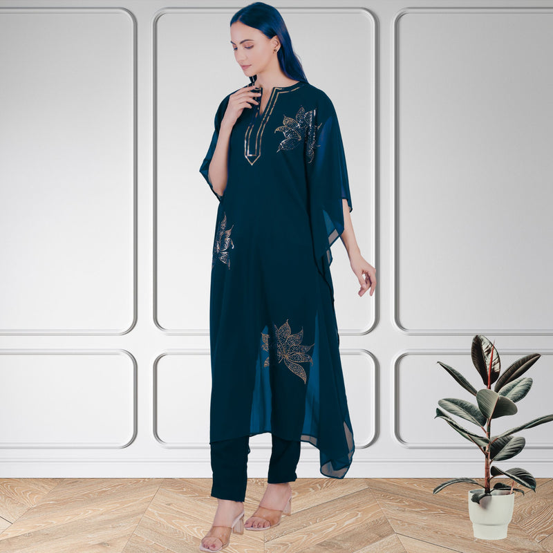 Women's Sequin Motif Embellished Georgette Kaftan Set