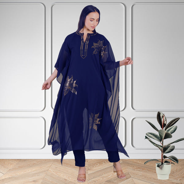 Women's Sequins Motifs Embellished Georgette Kaftan Pant Set – Elegant Party & Festive Wear