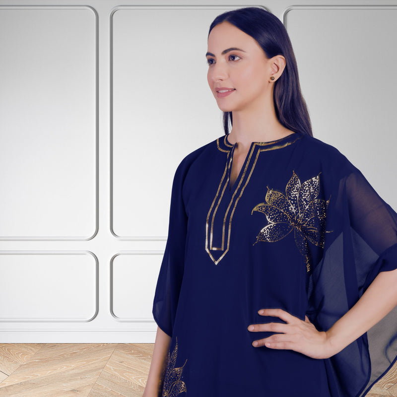 Women's Sequin Motif Embellished Georgette Kaftan Set