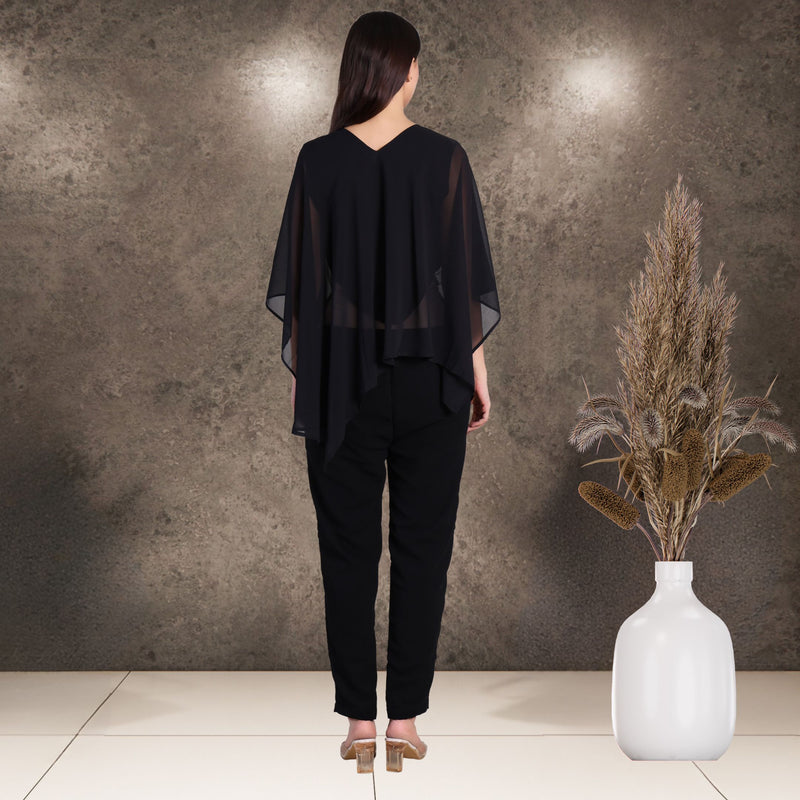 Women's Sequins Motifs Embellished Georgette Top Pant Set