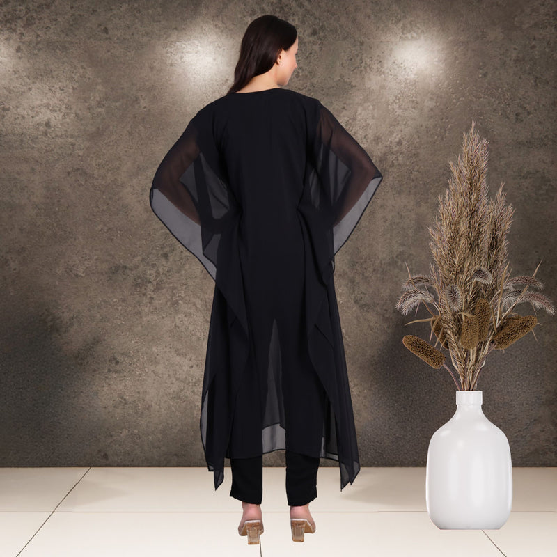 Women's Sequin Motif Embellished Georgette Kaftan Set