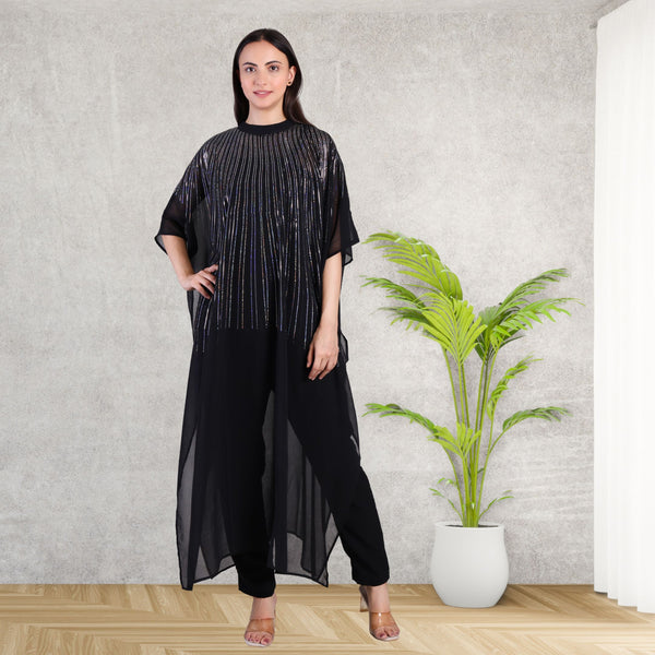 Women's Sequins Motifs Embellished Georgette Kaftan Set
