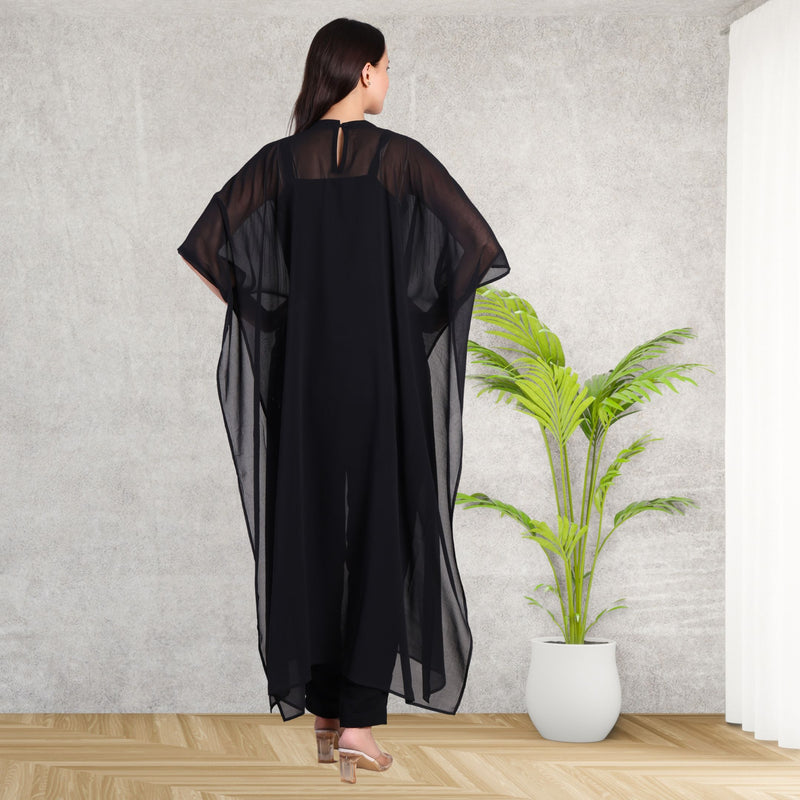 Women's Sequins Motifs Embellished Georgette Kaftan Set