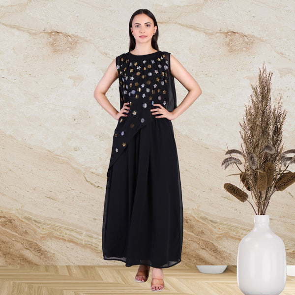 Women's Sequins Motifs Embellished Georgette Two-Piece Set