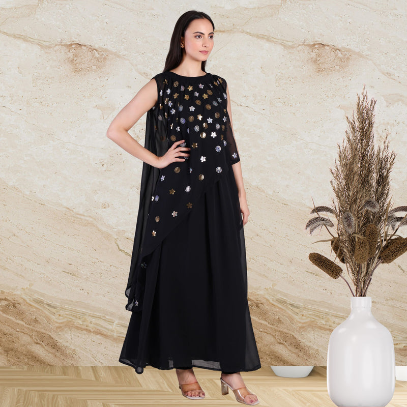 Women's Sequins Motifs Embellished Georgette Two-Piece Set