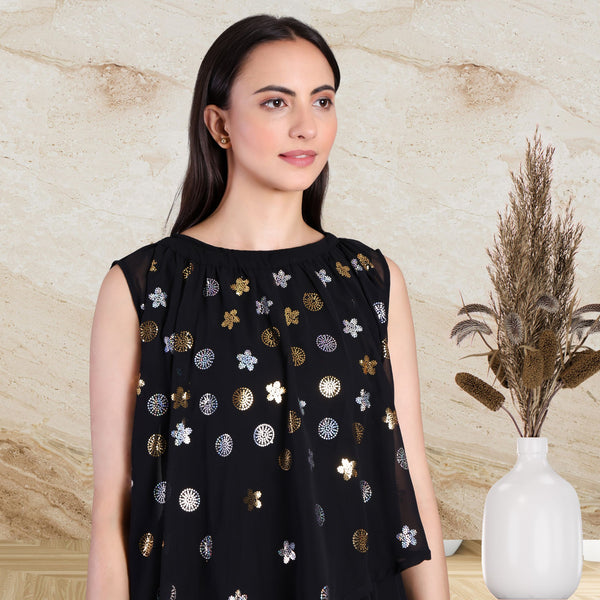 Women's Sequins Motifs Embellished Georgette Two-Piece Set