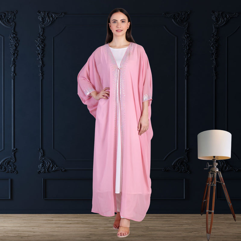 Women's Sequins Border Embellished Georgette Kaftan Set