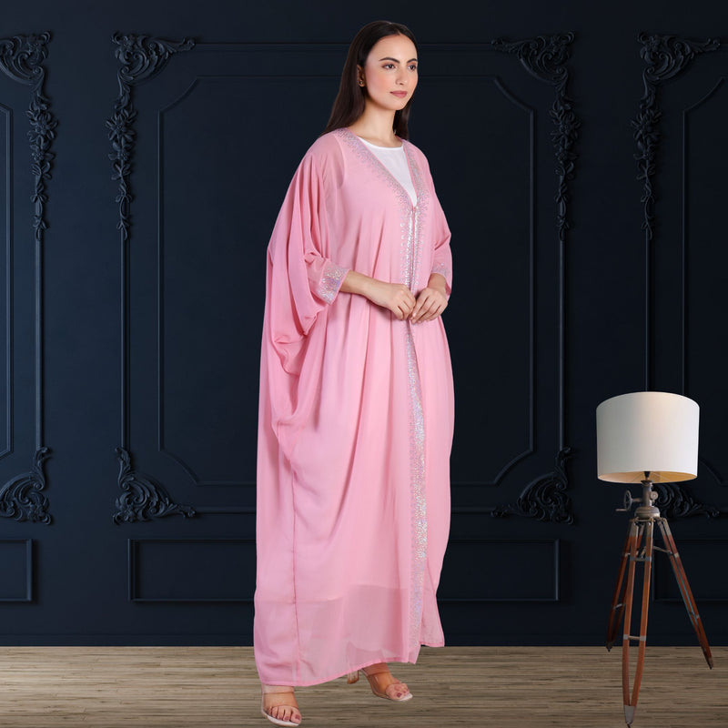 Women's Sequins Border Embellished Georgette Kaftan Set