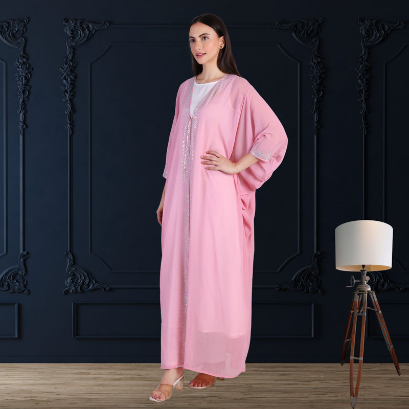 Women's Sequins Border Embellished Georgette Kaftan Set