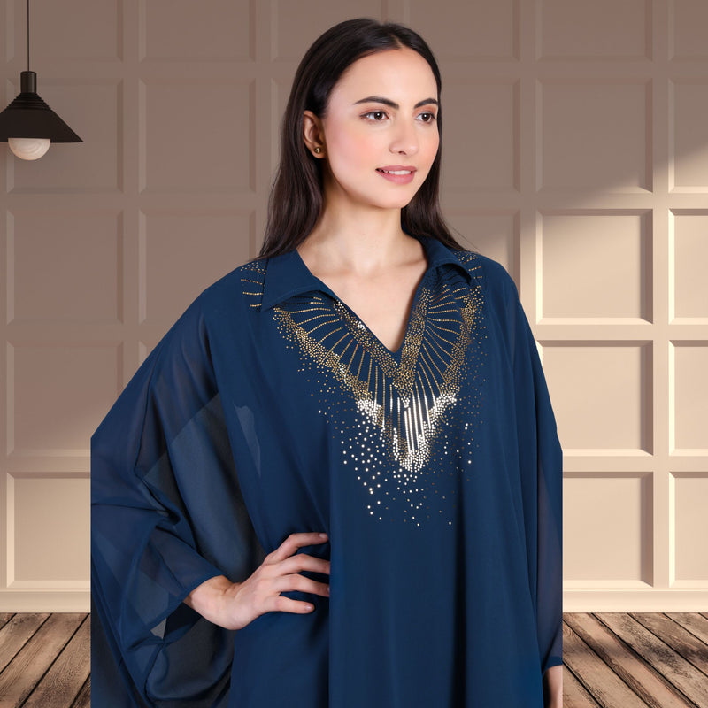Women's Sequins Motifs Embellished Georgette Kaftan Set