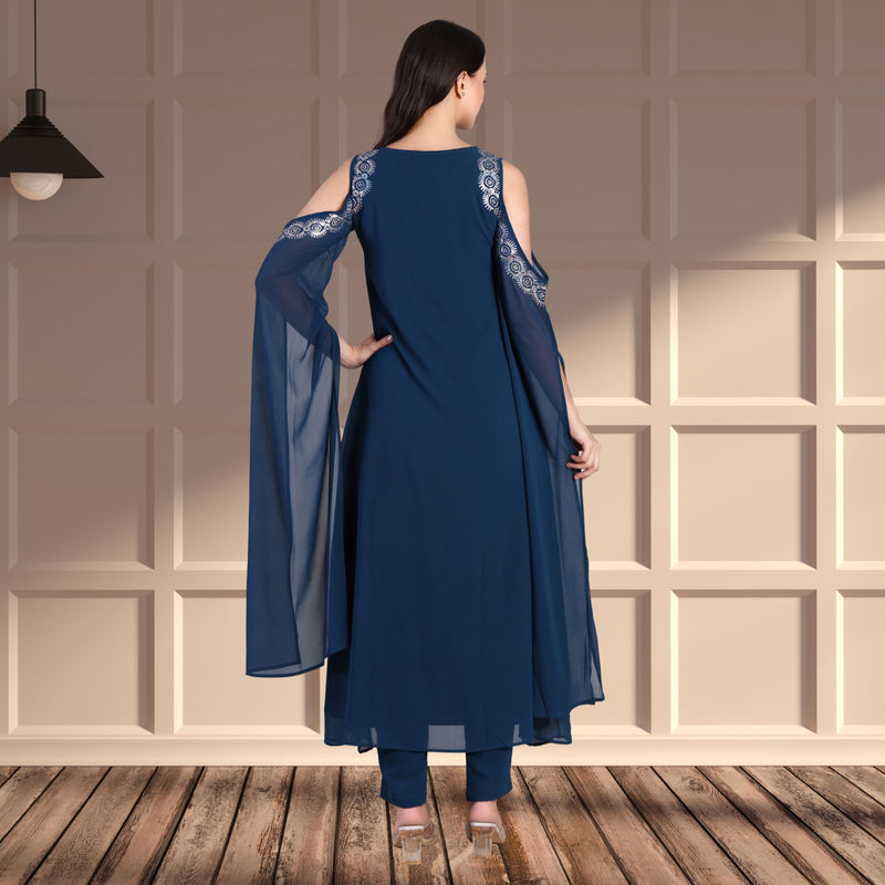 Women's Sequins Motifs Embellished Georgette Kurti Set