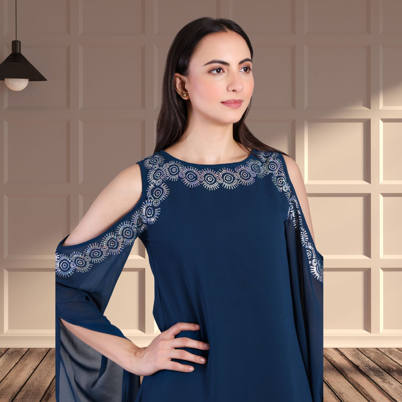 Women's Sequins Motifs Embellished Georgette Kurti Set