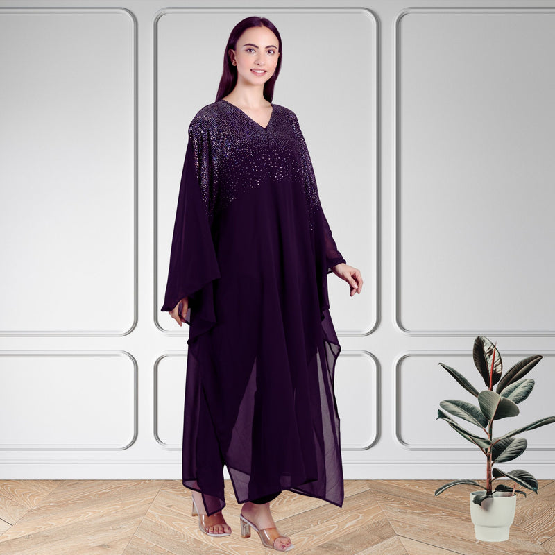 Women's Sequins Motifs Embellished Georgette Kaftan Set