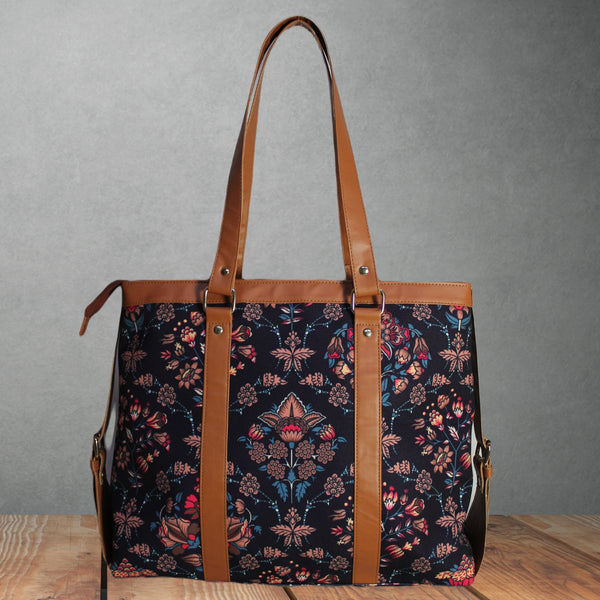 ETHNIC FLORAL PAISLEY PRINT OFFICE TOTE BAG
