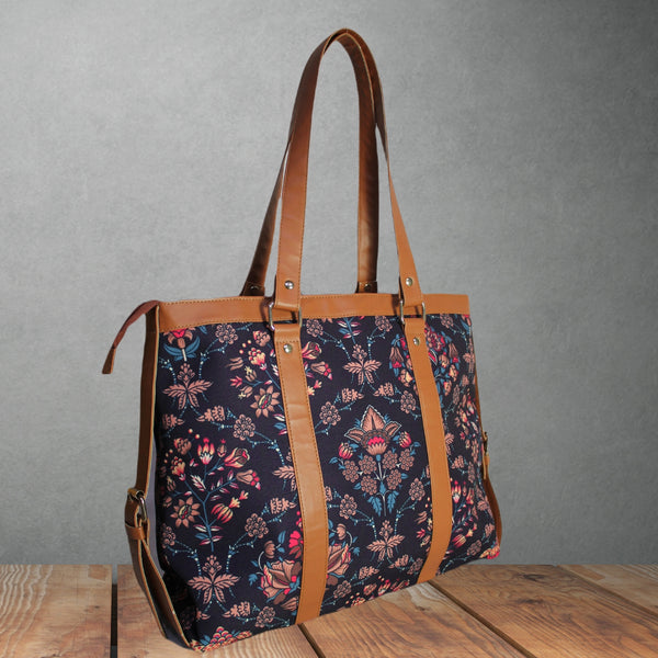 ETHNIC FLORAL PAISLEY PRINT OFFICE TOTE BAG