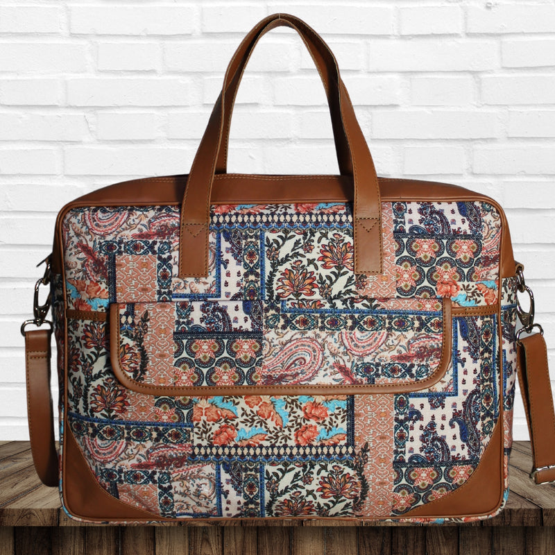 Ethnic Floral Paisley Patchwork Printed Laptop Bag