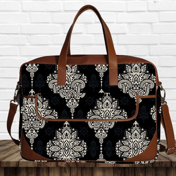 Ethnic Big Paisley Print Canvas Laptop Bag
