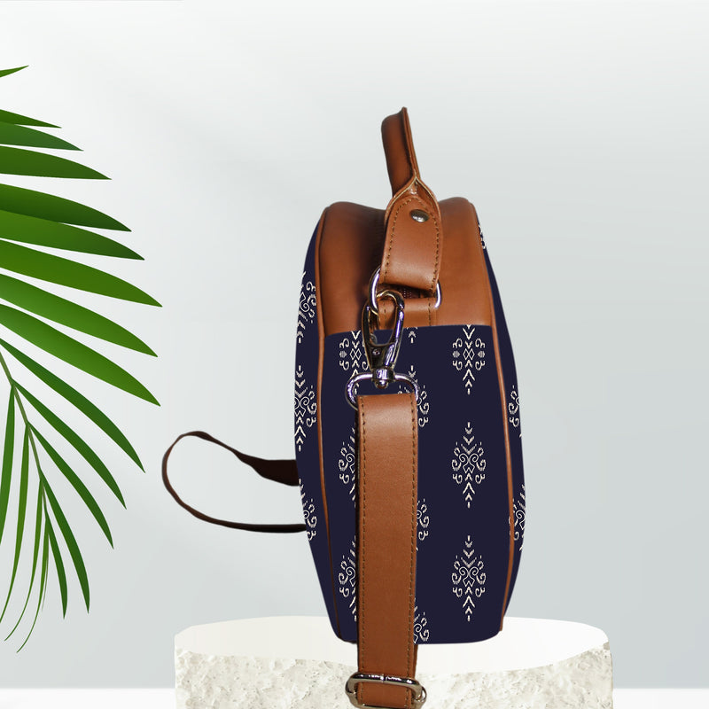 Blue Paisley Print Canvas Sling Bag