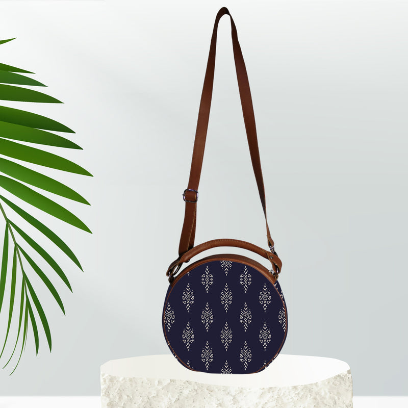 Blue Paisley Print Canvas Sling Bag
