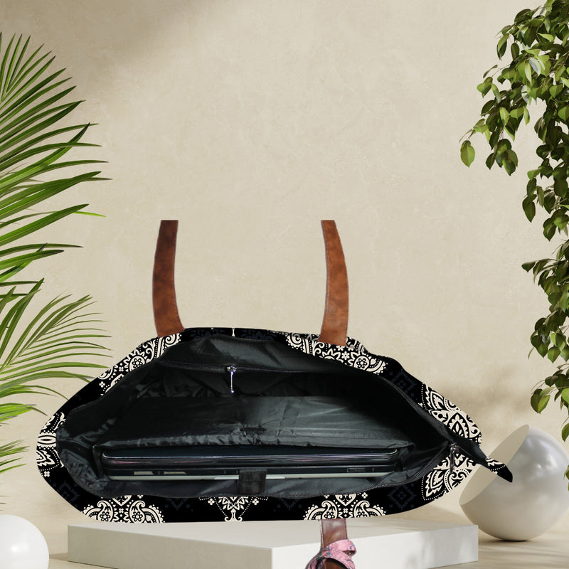 Ethnic Big Paisley Canvas Shopper Tote Bag