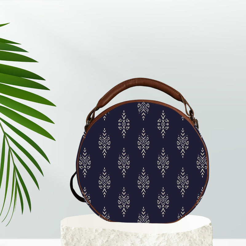 Blue Paisley Print Canvas Sling Bag