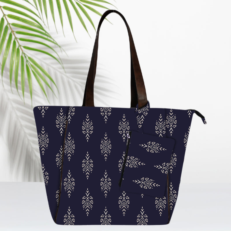Ethnic Small Paisley Canvas Shopper Tote Bag