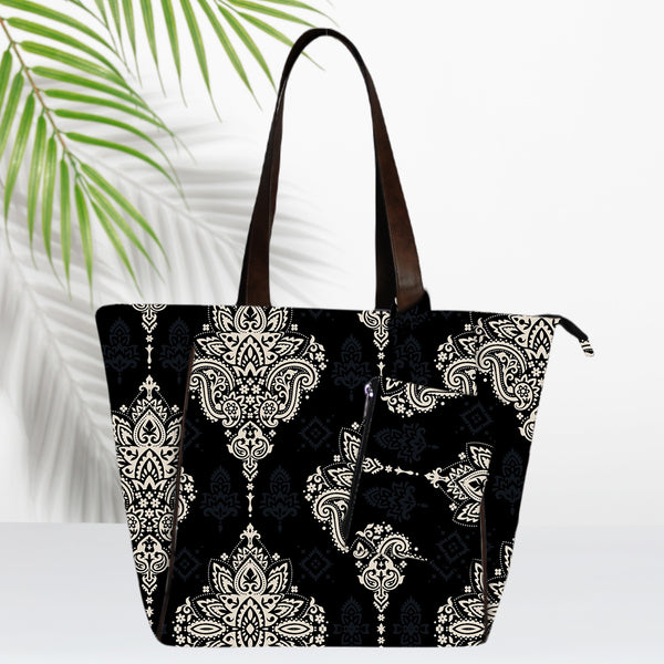 Ethnic Big Paisley Canvas Shopper Tote Bag