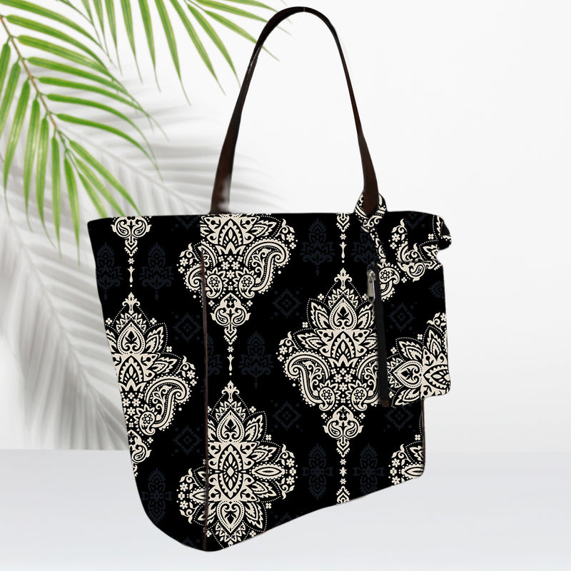 Ethnic Big Paisley Canvas Shopper Tote Bag