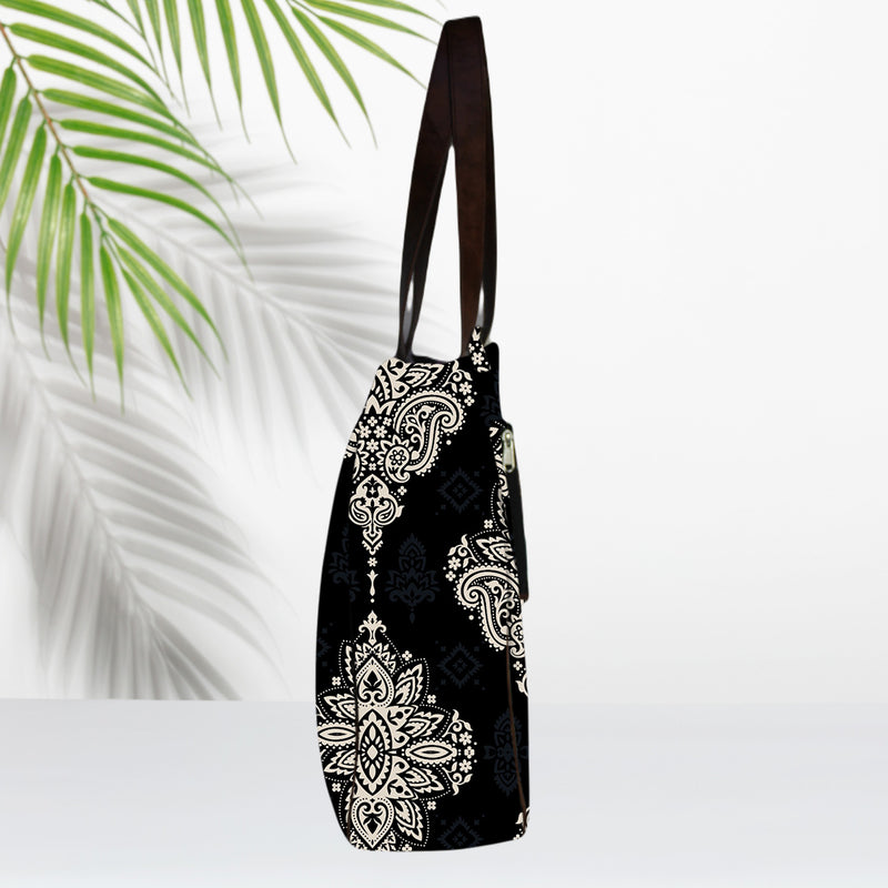 Ethnic Big Paisley Canvas Shopper Tote Bag
