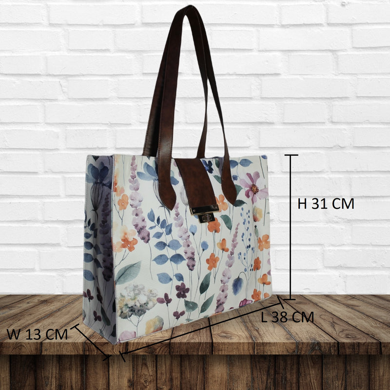 Ethnic Floral Paisley Print Canvas Tote Bag