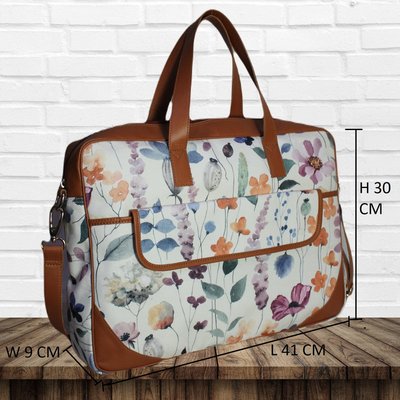 Jaipuri Floral Motifs Printed Laptop Bag