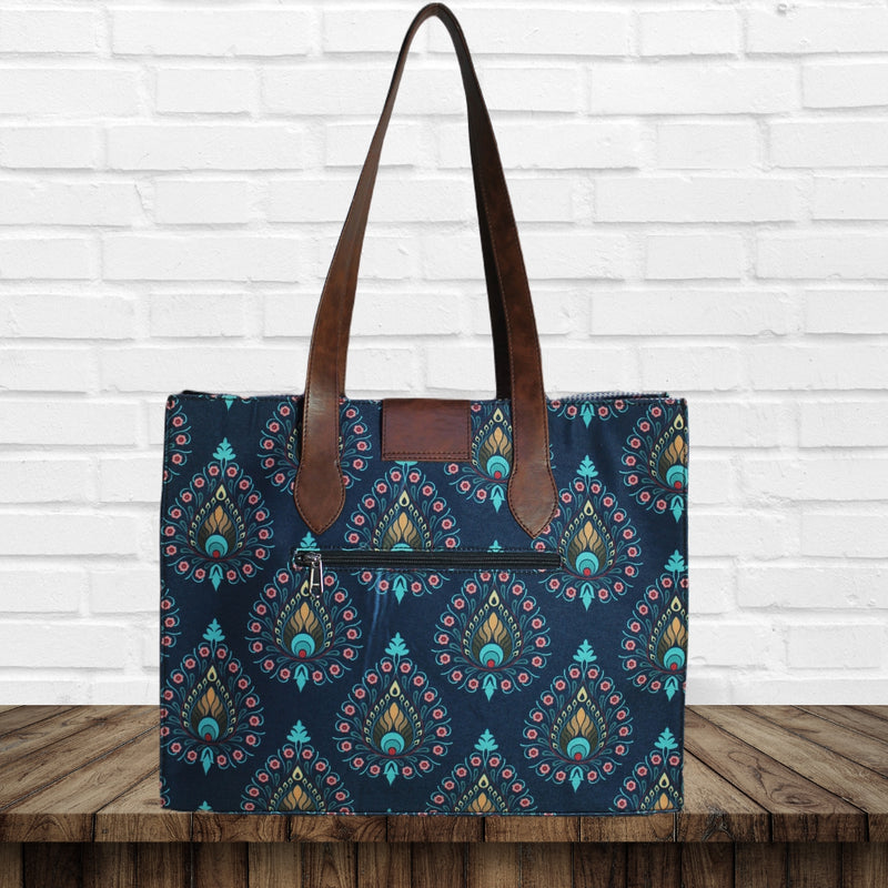 Peacock Feather  Print Canvas Tote Bag