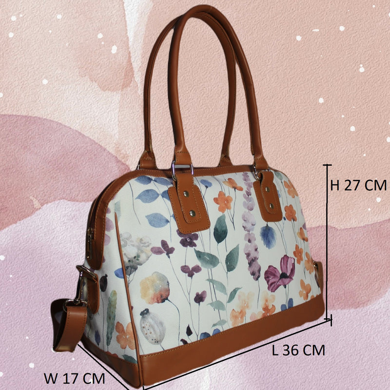 Ethnic Mughal Floral Print Canvas Handbag