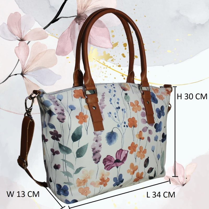 Ethnic Floral Paisley Print Canvas Tote Bag