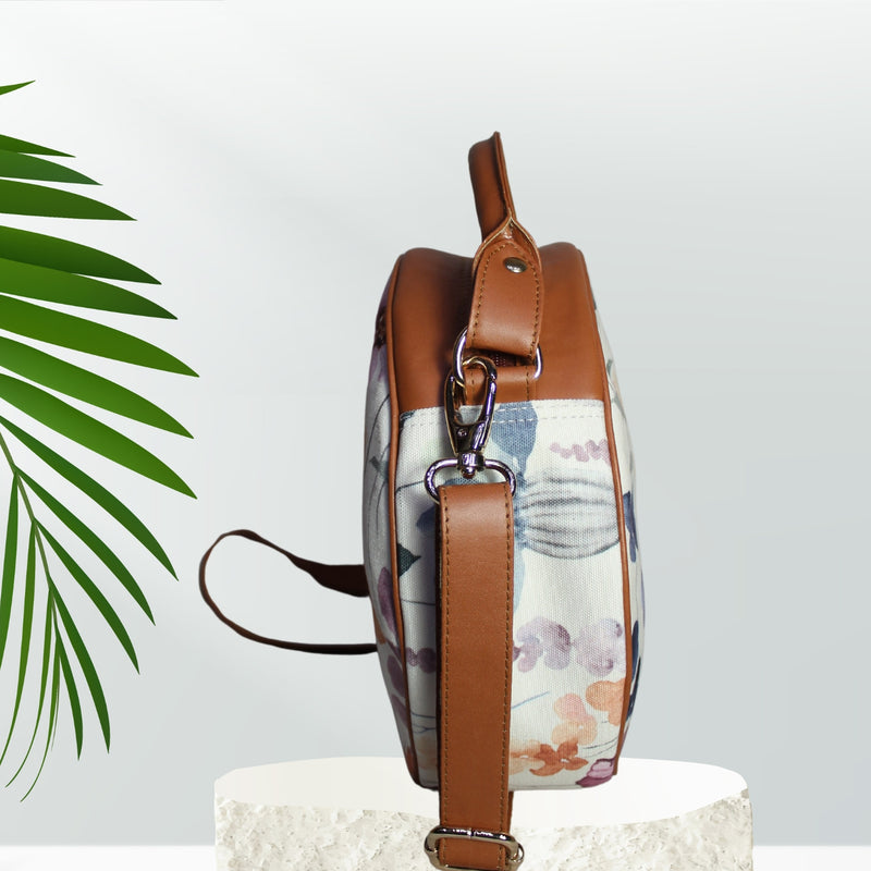 Watercolor Print Canvas Sling Bag