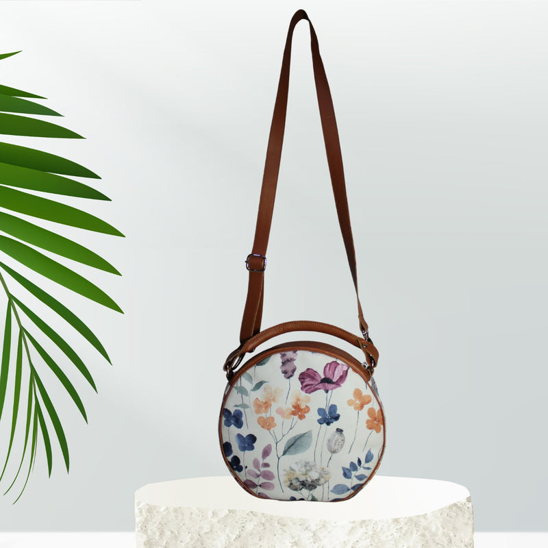 Watercolor Print Canvas Sling Bag