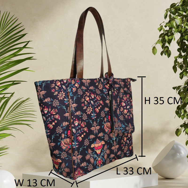 Peacock Feather Printed Canvas Shopper Tote Bag