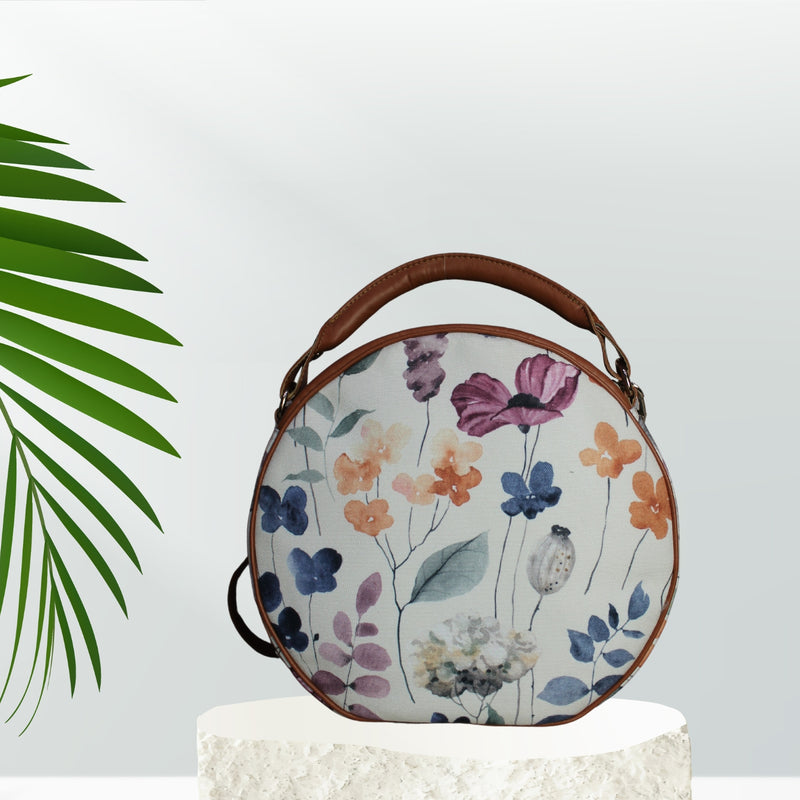 Watercolor Print Canvas Sling Bag
