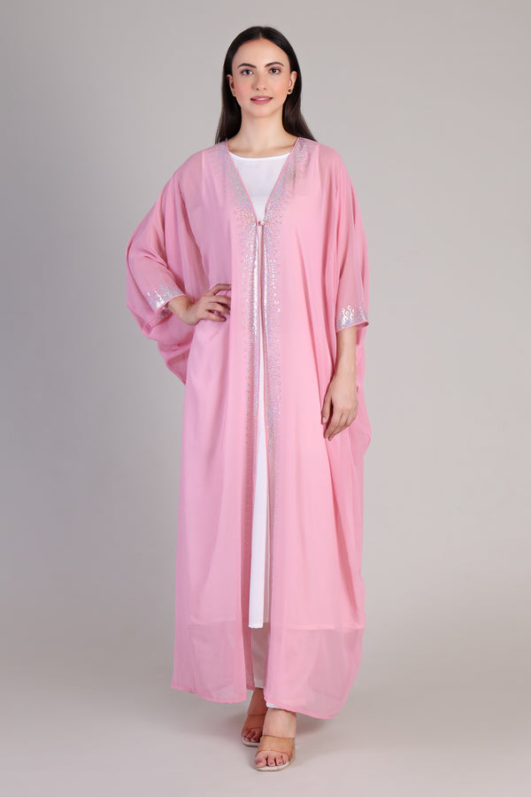 Women's Sequins Border Embellished Georgette Kaftan Set