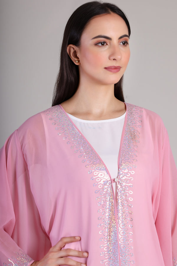 Women's Sequins Border Embellished Georgette Kaftan Set