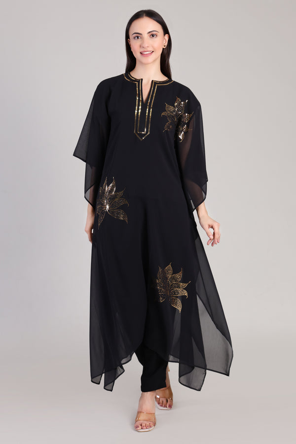Women's Sequin Motif Embellished Georgette Kaftan Set