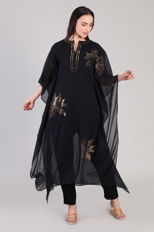 Women's Sequin Motif Embellished Georgette Kaftan Set