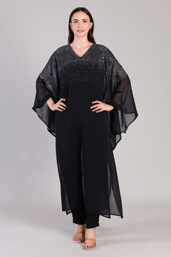 Women's Sequins Motifs Embellished Georgette Kaftan Set