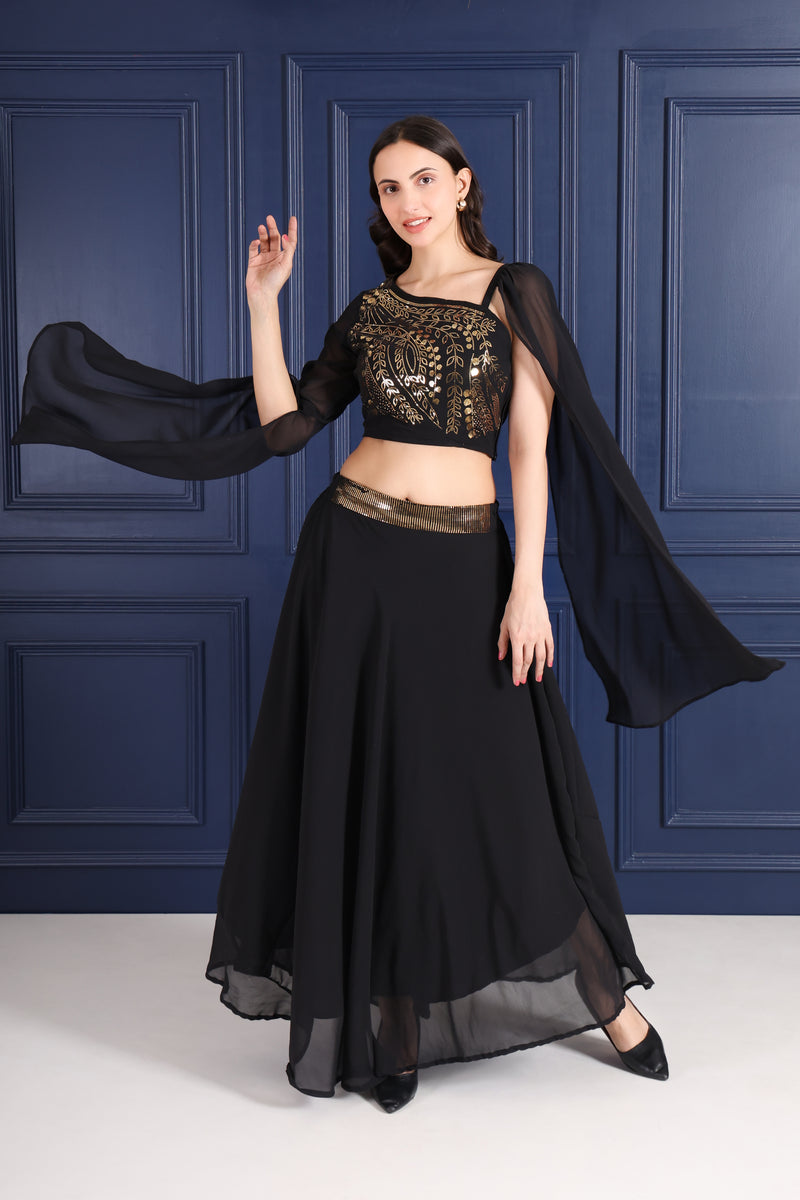 Women's Sequins Motifs Embellished Lehnga Choli Set