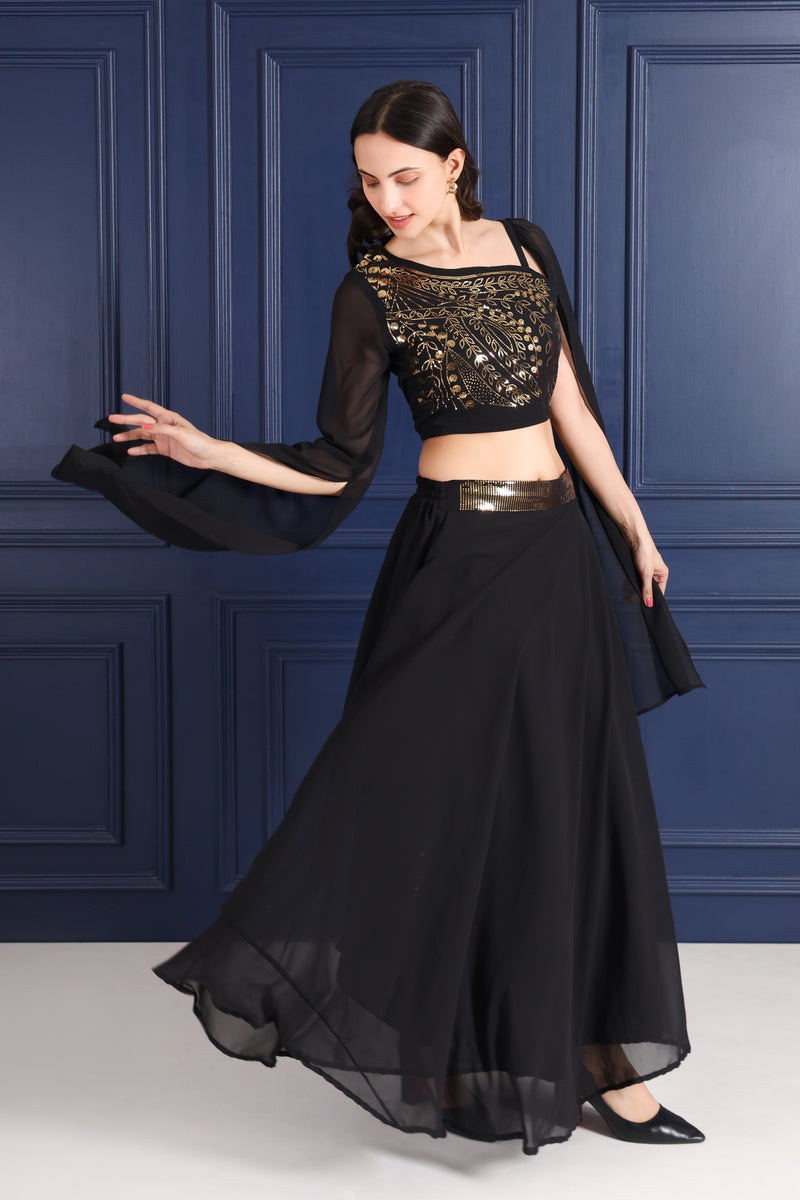 Women's Sequins Motifs Embellished Lehnga Choli Set
