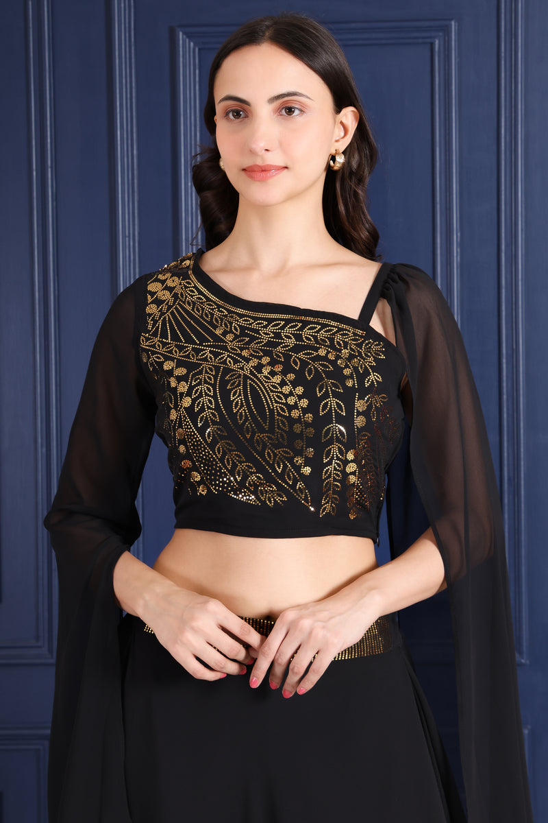 Women's Sequins Motifs Embellished Lehnga Choli Set