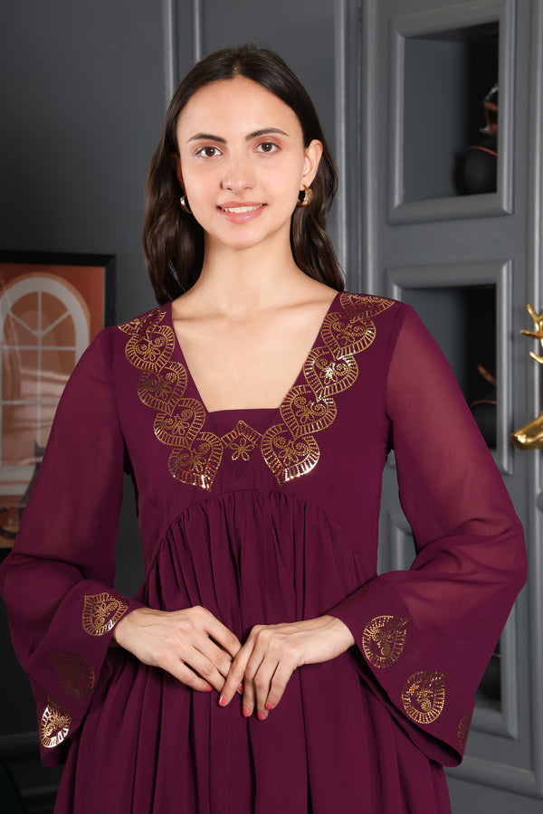 Women's Sequins Motifs Embellished Anarkali Kurti Pant Set