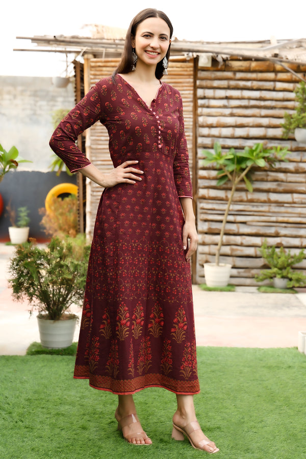 Timeless Elegance Ethnic Motifs Printed Cotton Long Kurti