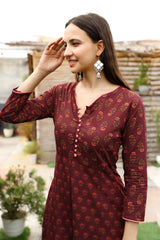 Timeless Elegance Ethnic Motifs Printed Cotton Long Kurti