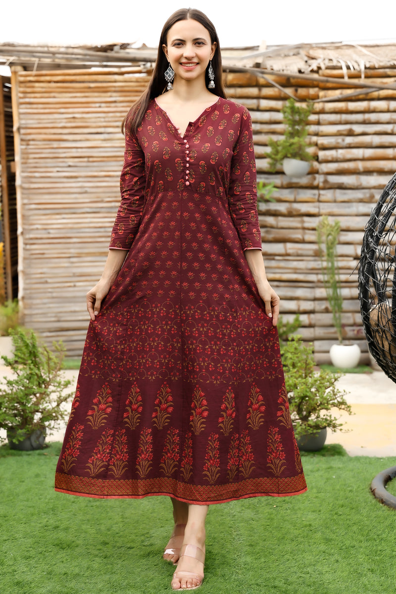 Timeless Elegance Ethnic Motifs Printed Cotton Long Kurti